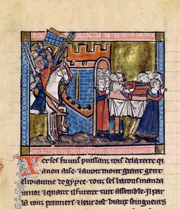 Fr.2630 f.102 Innbyggere i Edessa hyller Baldwin II, fra Estoire d